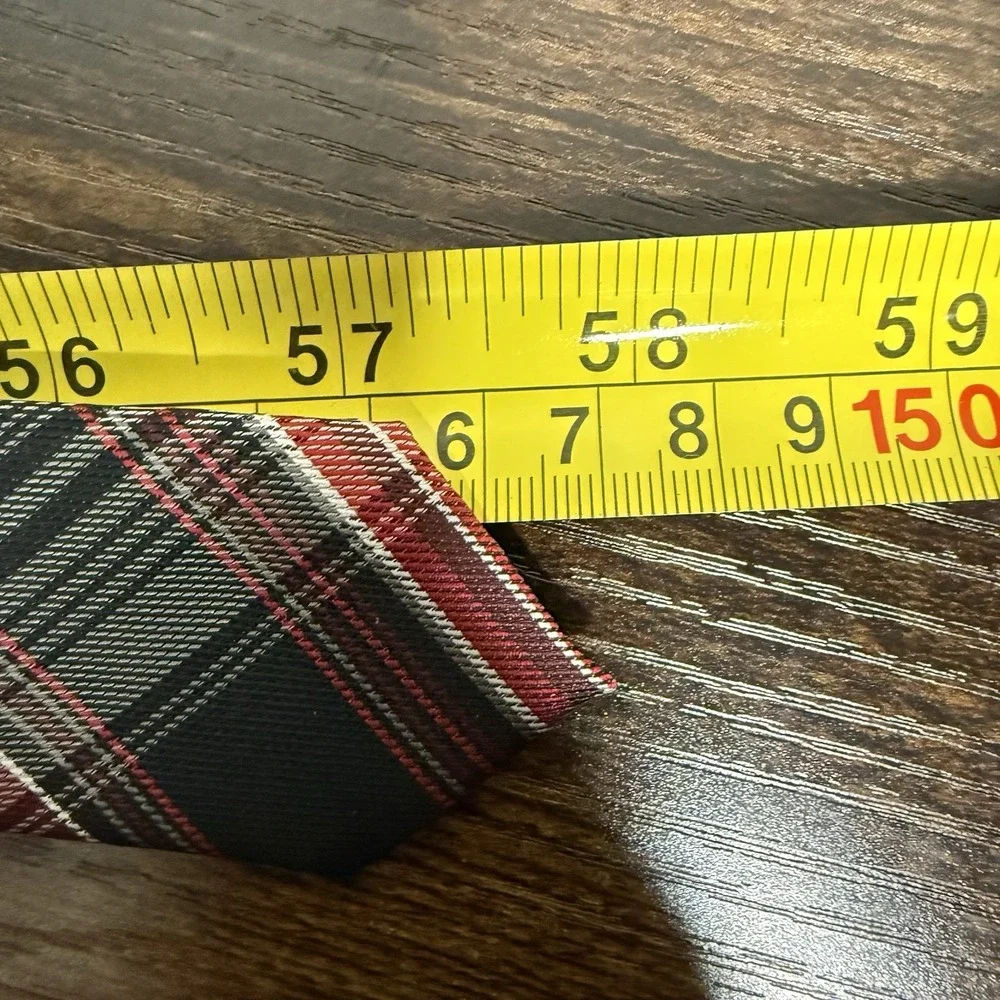 Marino Orlandi Men's Silk Neck Tie Red Black Gray Plaid Diagonal‎ 58
